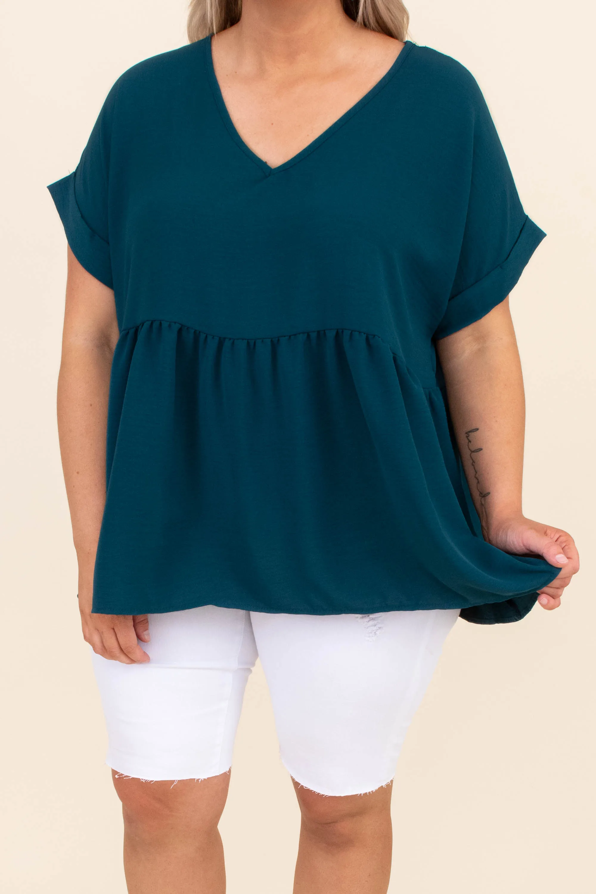 Wide Eyed Gaze Top, Teal