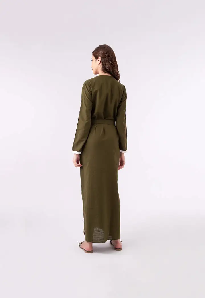 Wide Faux Placket Solid Dress