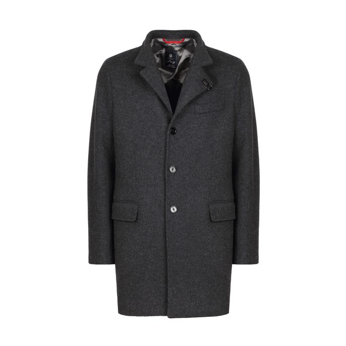 WOOL COAT WITH FROG Man Grey