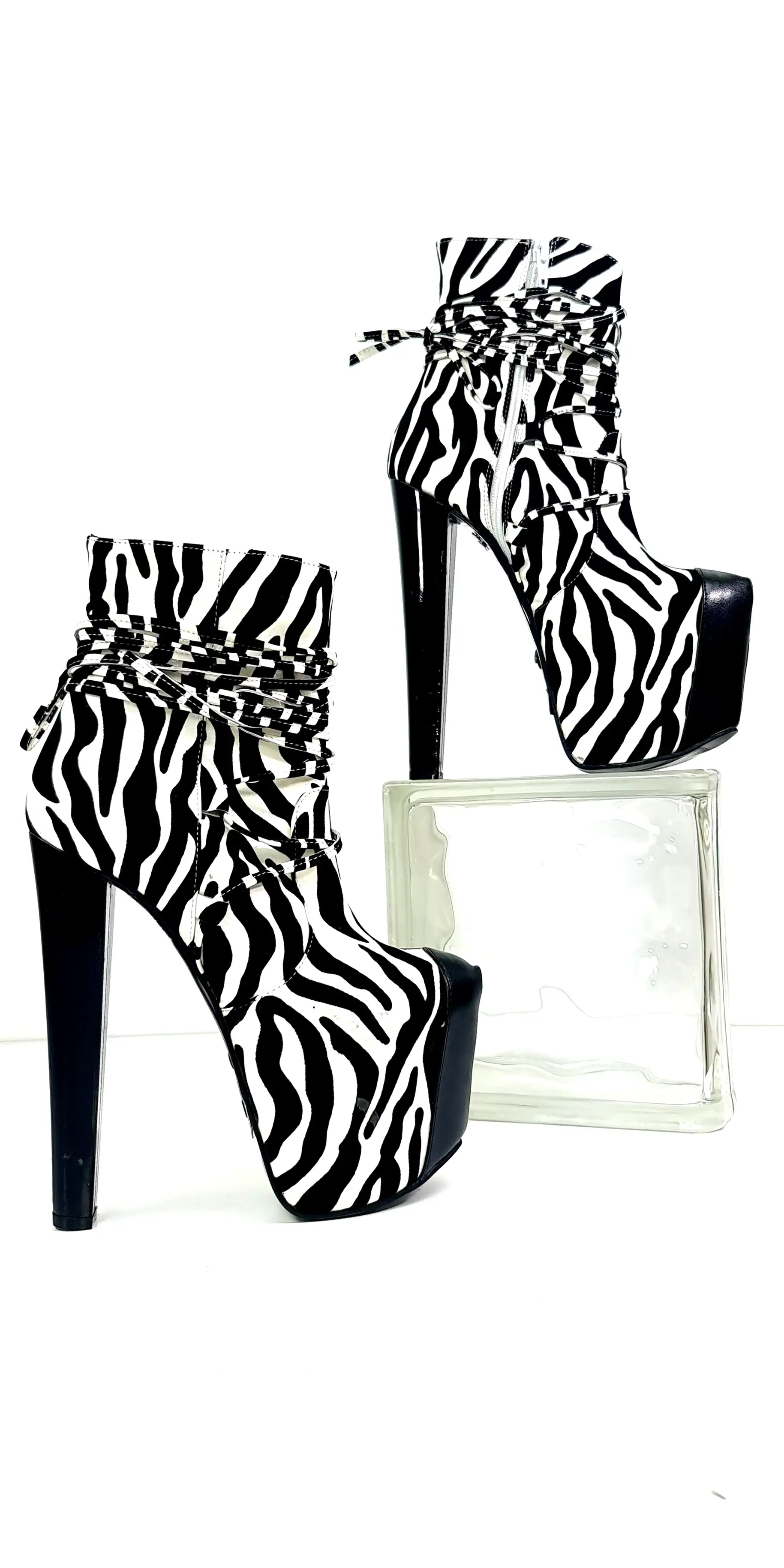 Zebra Print Chunky High Heel AnkleBoots